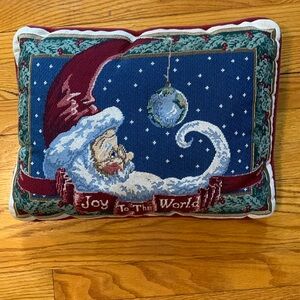 Vintage Santa Throw Pillow “Joy To The World” small no tags